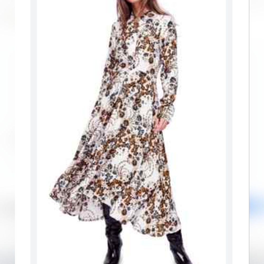 Free People Tough Love Shirt Dress in Black Multi Size 4 - Picture 9 of 10